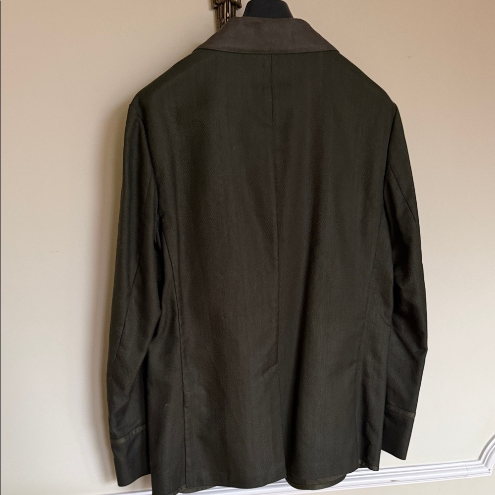 John Varvatos Dark Green Double-Breasted Pea Jacket - Picture 7 of 8